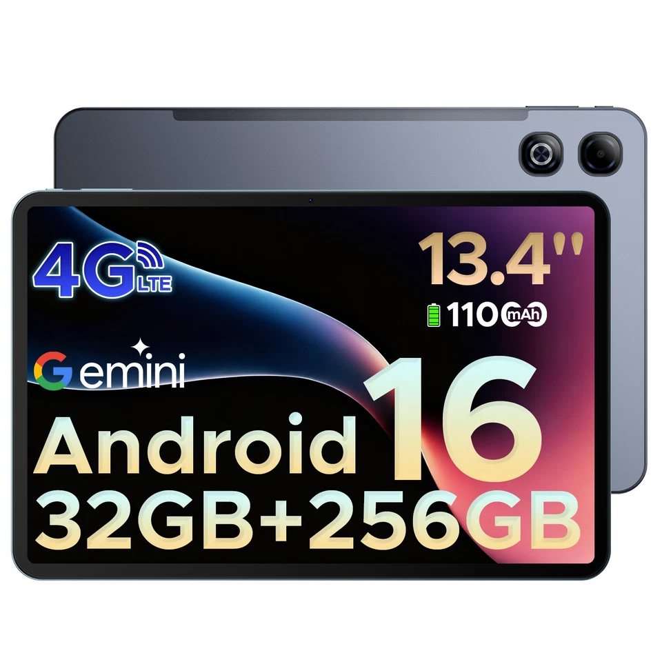 DOOGEE Tab G6 Max Android 16 Tablet 13,4 Zoll 32GB+256GB 11000mAh Tablet 4G LTE