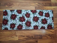 Vintage Tapestry Christmas Holiday Table Runner Poinsettia 13x66