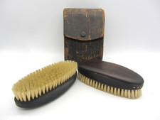 Vintage H.H. W. Ebony Wood Clothes Grooming Brush "Solid Black"Sterilized Japan