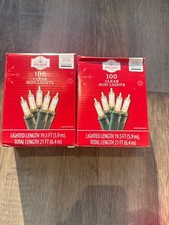 Holiday Time 100 Clear Mini Christmas Lights Strand Green Wire Set of 2 New