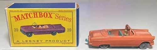 Matchbox Lesney #39 Orange Pontiac Convertible With Box