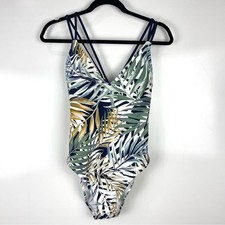Hurley Women's One-Piece Swimsuit Tropical Leaves Strappy Size Medium UPF 50 