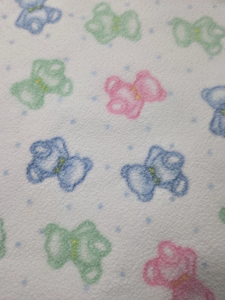 复古 Springmaid 抓绒婴儿毯 粉彩 泰迪熊 粉红色 绿色 蓝色 完好 — 第 3/4 张图片