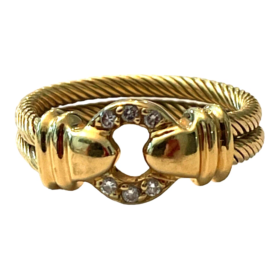 Anillo Philippe Charriol Cable Círculo Abierto Oro Amarillo 18k y Diamante Talla 6 Foto 4 de 4