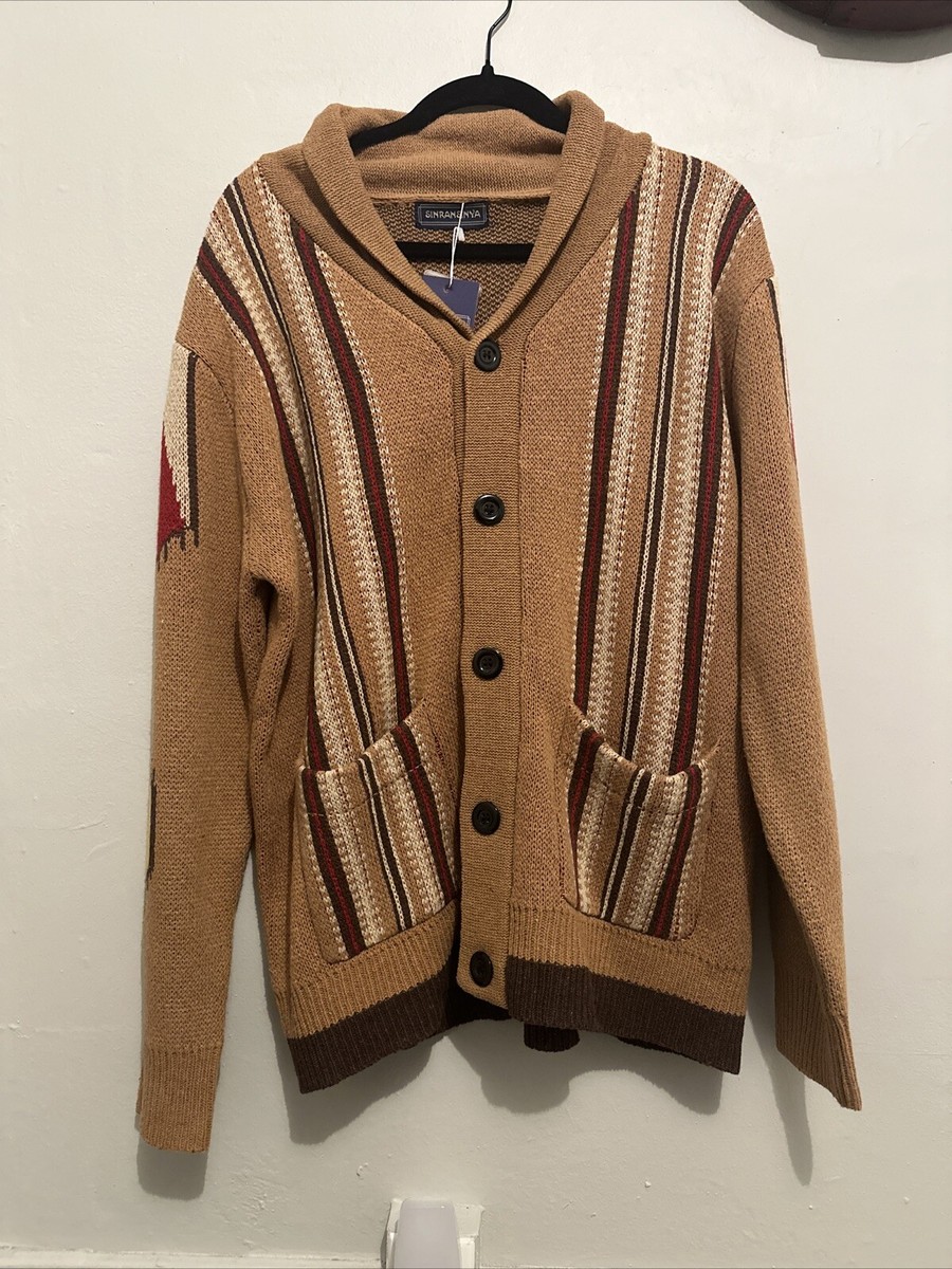 Sinransinya Cardigan Sweater Button Brown Aztec / Native American