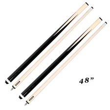 OKKO Pool Billiard Short Cue Sticks 48”, Glue-On Tip, No Wrap, Pack of 2