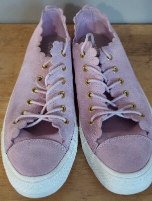 Converse All Star Women's Leather Scallop Sneakers Size 9.5 Pink