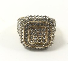 Nice Ladies Sterling Silver Ring With 14k Gold Overlay With Clear Stones 1427-NN