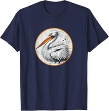 American White Pelican T-Shirt Retro Bird Tee Design *NEW 10* Colors by Bird.Fan