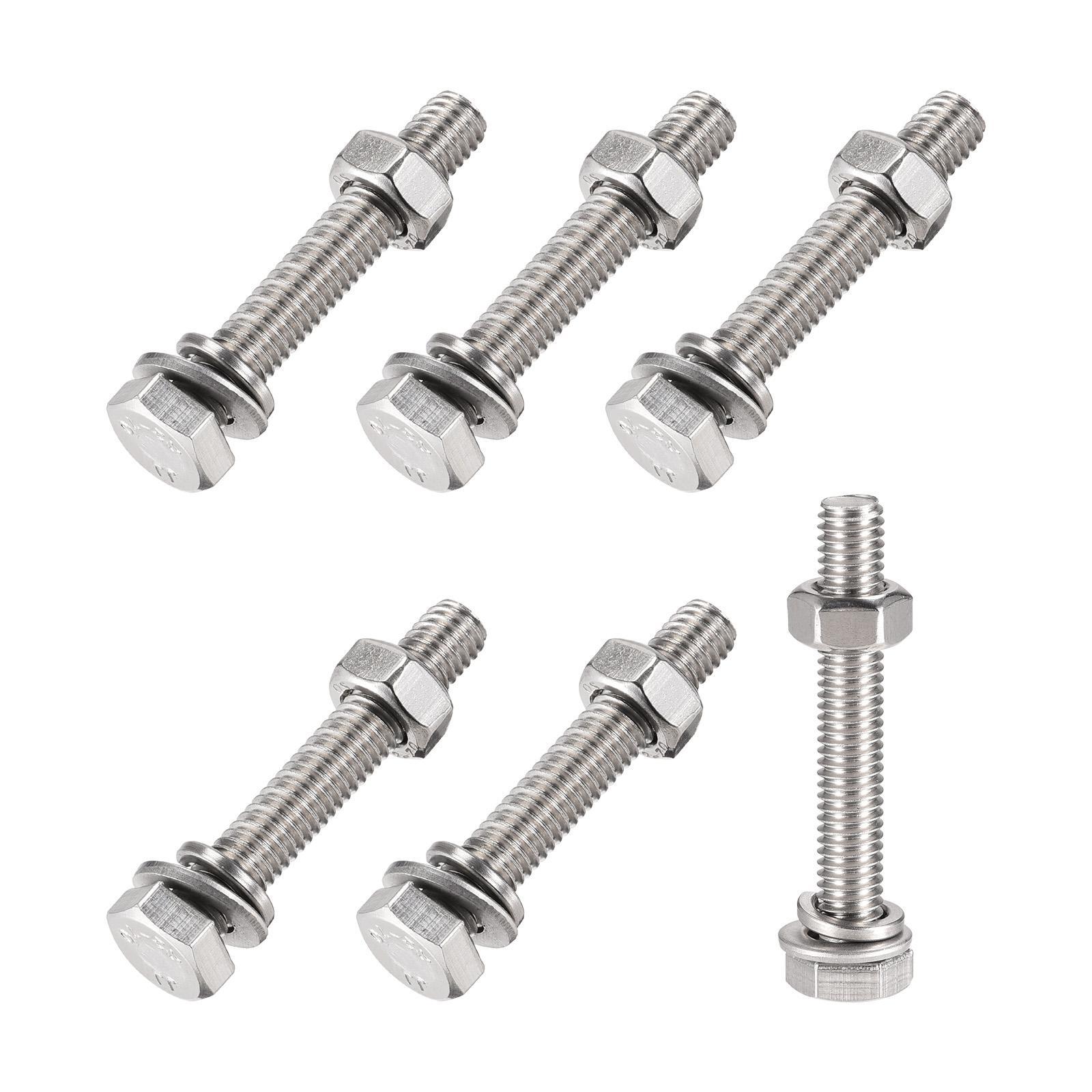 Hex Head Screws Bolts, Nuts, Flat & Lock Washers Kits (M6x40mm) 6Sets