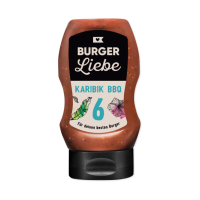 BURGER LIEBE Burgersoße - Karibik BBQ 300ml vegane Sauce Grill Dip Dressing