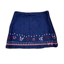 Size 2 toddler Lili Gaufrette Embroidered red white blue Chambray Skirt