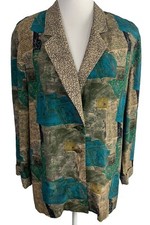 Carole Little Artsy Jacket Size 8 Vintage Mixed Print Blazer Music Romance Era
