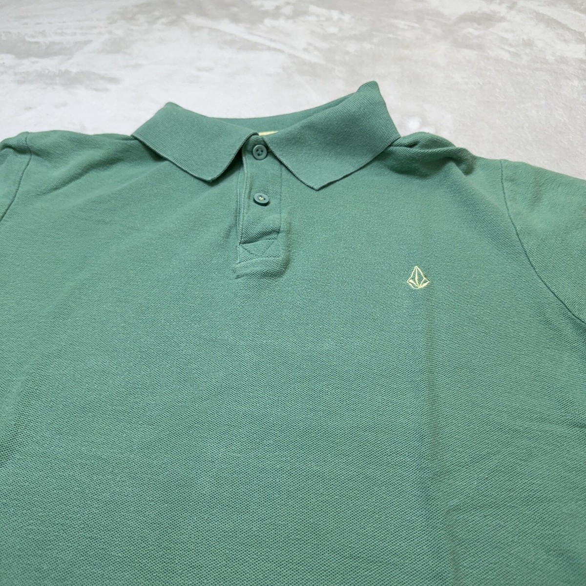 Volcom Polo Shirt Mens Small S Green Embroidered Stone Logo Casual 