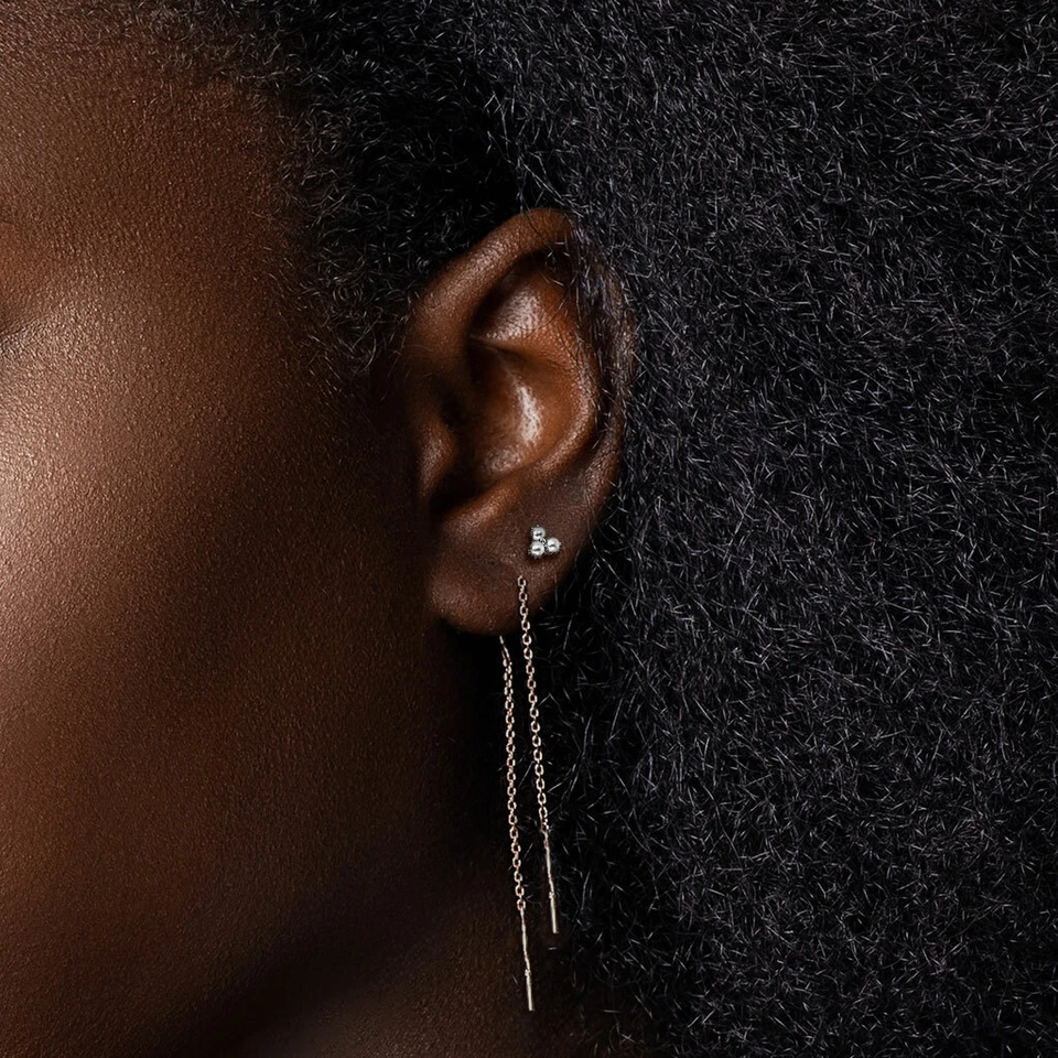 Pearl Prong Set Triangl Top Labret Conch Tragus Helix Ear Cartilage Studs 16G - Image 2 of 4