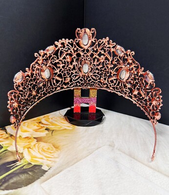 Vintage Handmade Crown, Lavender Crystal Crown, Victorian Tiara, Copper Crown Vintage Handmade Crown, Lavender Crystal Crown, Victorian  main image 2