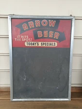 Vtg Globe Brewing Co. Slate Chalkboard Arrow Beer Todays Special Bar Advertising