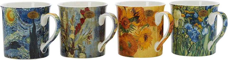Set of 4 Van Gogh Art China Mugs Artist Tea Coffee Cups Gift Boxed - Image 2 of 2