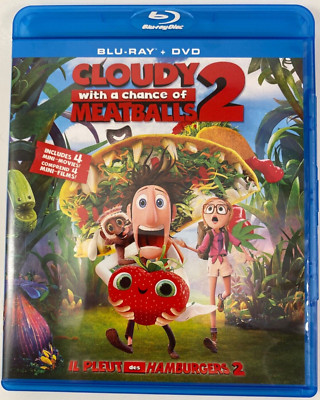 Cloudy With A Chance Of Meatballs 2. Like New Blu-Ray + DVD + Digital HD