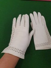 Vintage Women's Leather Gloves White Size 6- 6.5    26 