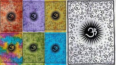 OM Mandala Indisch Religiös Wandbehang Home Deco Äthetisch Boho Wandteppich P...