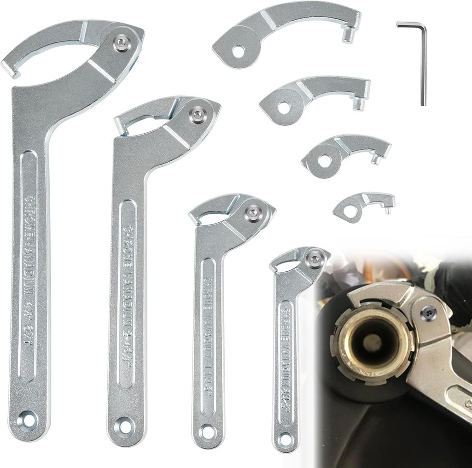 8 Pack Adjustable Pin Spanner Wrench Tool Set Coilover Hook Wrenches ...