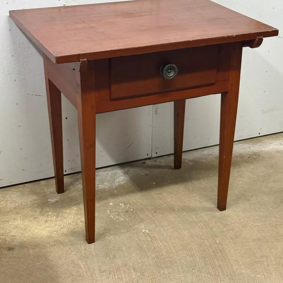 Antigua mesa de taberna de granja rojo lavado 1820 primitivo soporte de trabajo país Pa Foto 3 de 4