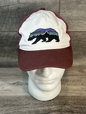 Patagonia Hat Cap Snap Back Fitz Roy Bear Trucker Mesh Embroidered Logo Burgundy