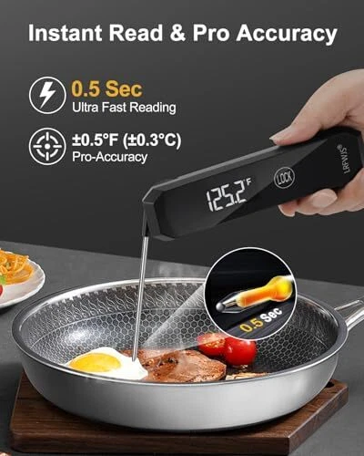 Meat Thermometer Digital 0.5 Sec Instant Read Thermometer, Ultra Fast Black
