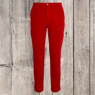 Polo Ralph Lauren Red Stretch Slim Fit Corduroy Pant Trouser Cord