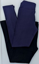 2pk Bundle OS LuLaRoe One Size Leggings 1x Solid Black + 1x Solid Navy Blue NWT