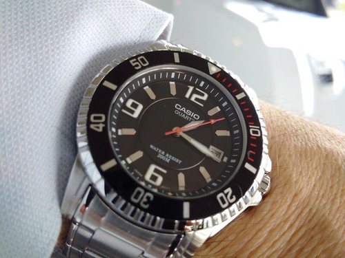 orologio casio collection da uomo acciaio analogico sportivo nero data  subacqueo | eBay