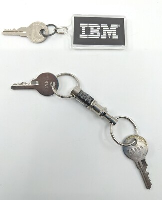 Set of TWO (2) Vintage IBM Keychains: Club CyberBlue Hologram & Valet Keychain