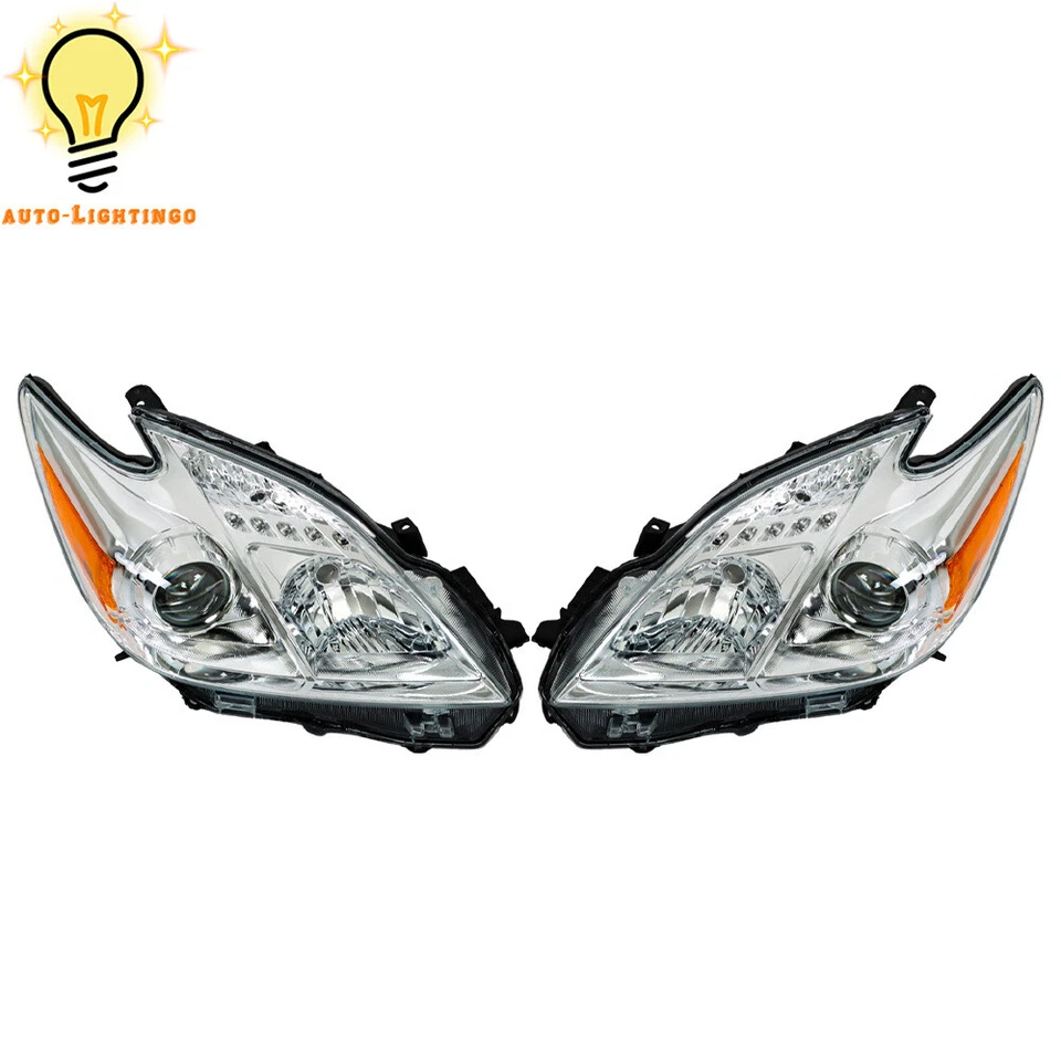 For 2012 2013 2014 2015 Toyota Prius Headlights Halogen Left+Right Side Chrome - Imagem 3 de 4