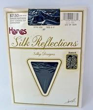 Hanes Silk Reflections Damask Pantyhose Light Control Top Size EF Jet Style #816