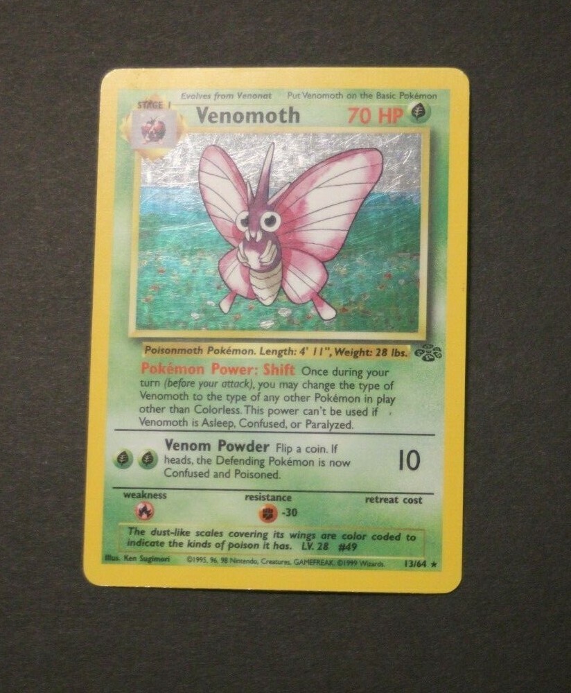 Venomoth 13/64 1999 Vintage Pokemon Holographic Shiny Foil