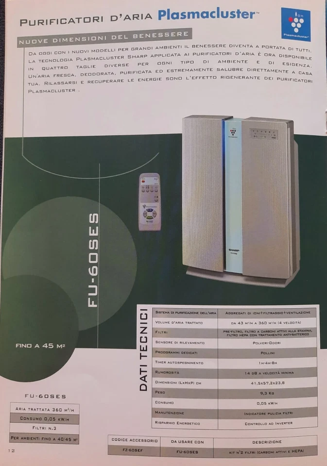 FILTRO ARIA SHARP FZ-60SEF per DEPURATORE SHARP FU-60SEF - Immagine 3 di 3