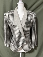 Vintage Bert Newman Women's Blazer Sz 4 USA Made Black White Plaid Tweed Jacket
