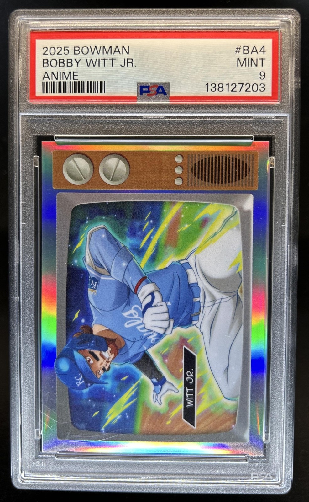 2025 Bowman Bobby Witt Jr. Anime #BA-4 Royals PSA 9 view 1