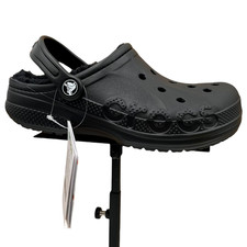 Crocs Youth Boys Girls Lined Clogs Size 2 J2 Solid Black Slip-on Faux Fur Warm