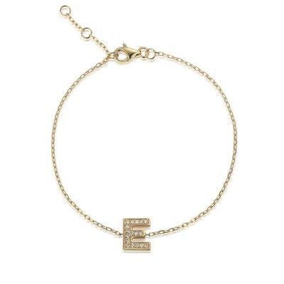 Damenarmband 9 kt Gelbgold Diamant besetzt Initialen E