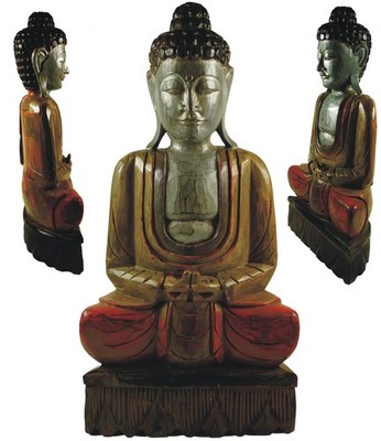 Großer Holzbuddha, Dhyana Mudra - 60*30*15 cm