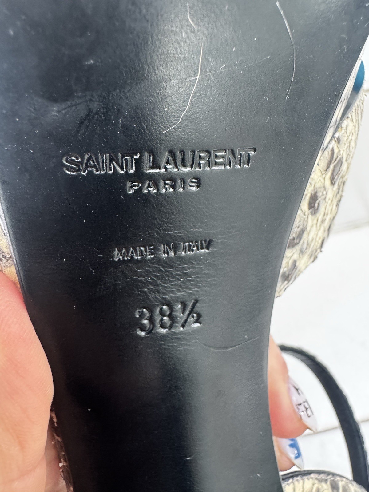 Saint Laurent YSL Tribute Metallic Lizard Platform Sandals Pumps Sz 38.5 $1250 thumbnail 9