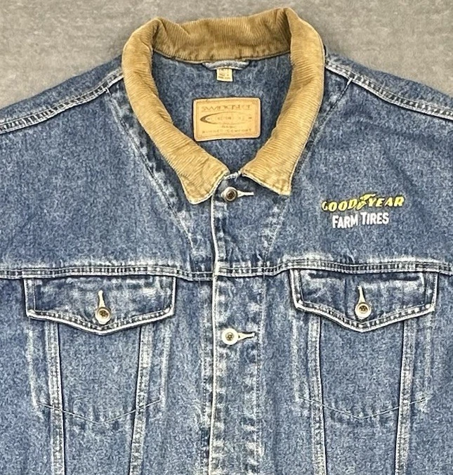 Chaqueta de Camionero Swingster De Colección Para Hombres XLT Azul Denim Franela Forrada Cuello de Pana Foto 3 de 4