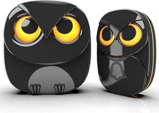 Wireless Doorbell, Cute Owl Doorbell 1 Receiver + 1 Transmitter - Black 