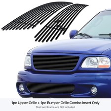 Fits 1999-2003 Ford Lightning Bar Black Billet Grille Insert Combo