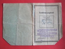 Kraftfahrzeugbrief München  1937 Krad DKW 200 Auto Union Chemnitz Hans von Bose