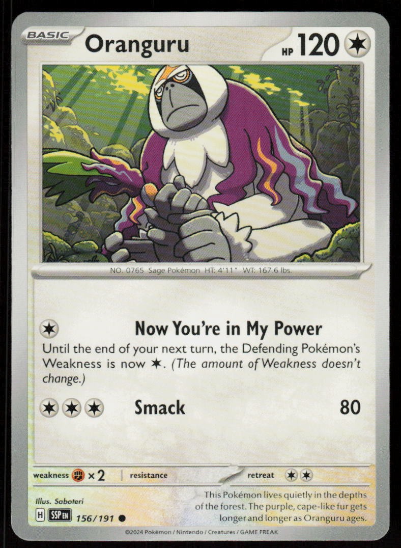 Oranguru 156/191 Common Surging Sparks Pokemon Near Mint