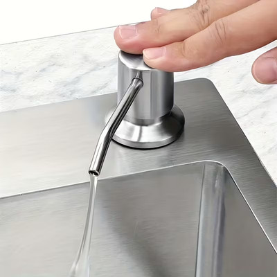 Built-in Soap Dispenser for Kitchen Sink with Pump Stainless Steel mount on sink
