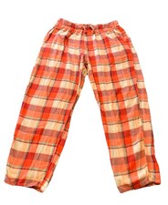 Old Navy Boys Large Fleece Pajama Pants Orange Plaid Soft